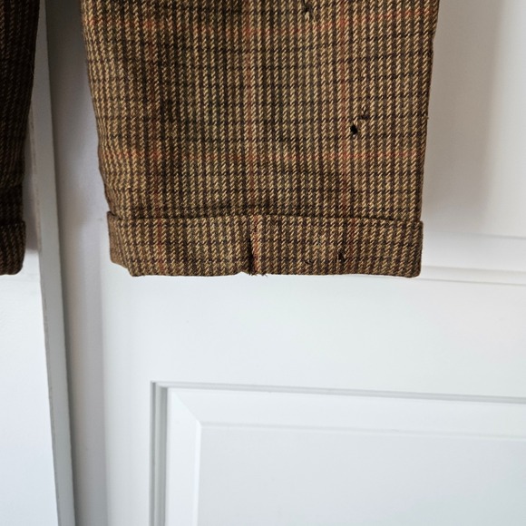 Vtg Calvin Klein Classifications Wool Trousers Brown Plaid Pleated Pants 8 Union - Picture 8 of 8